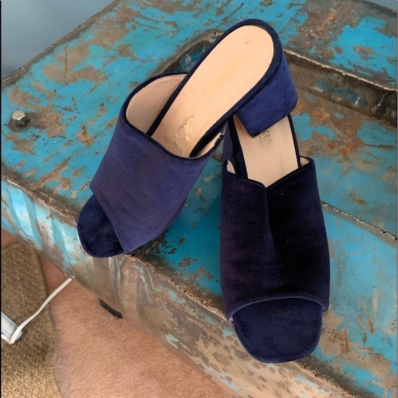 VTG Catherine MaLandrino Velvet Open Toe Block Heel Mules by Vasconey,EUC Size 9 - Picture 7 of 8